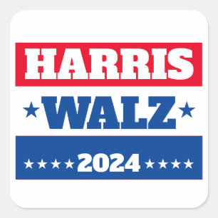 Sticker Carré Harris Walz Campagne Tim Walz 2024 bleu rouge