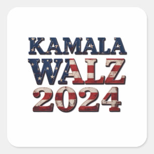 Sticker Carré Harris Walz Élection 2024 Kamala Tim Waltz