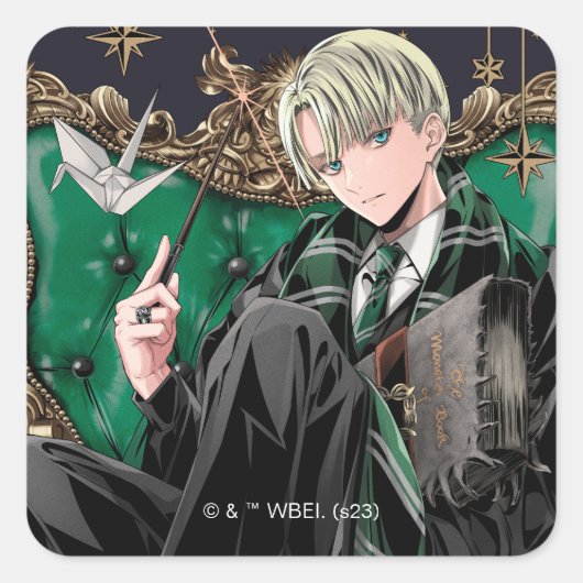 Sticker Carré HARRY POTTER™ | Anime Draco Malfoy Assis (Devant)