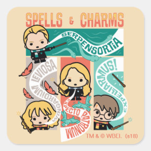 STICKER CARRÉ HARRY POTTER™   CARTOON SPELLS & CHARMS