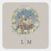 Sticker Carré Harry Potter | Floral Hogwarts Castle Wedding (Devant)