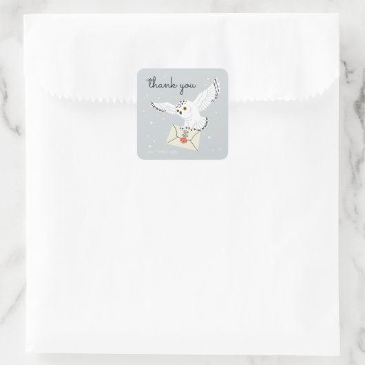 Sticker Carré Harry Potter Hedwig Baby shower Merci (Sac)
