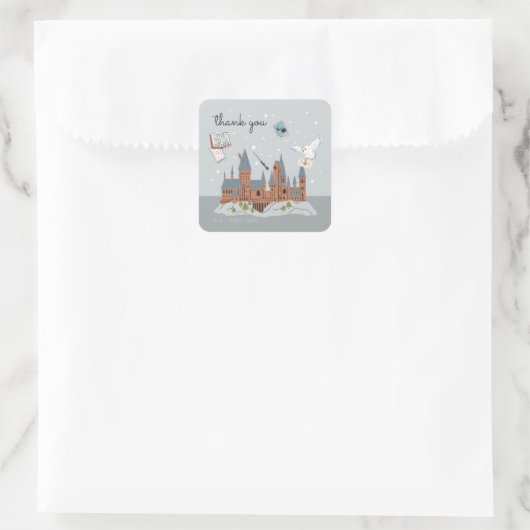Sticker Carré Harry Potter Hogwarts Château Baby shower Merci (Sac)