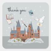 Sticker Carré Harry Potter Hogwarts Château Baby shower Merci (Devant)