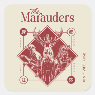 Sticker Carré HARRY POTTER™ Les Marauders Animagus Graphisme
