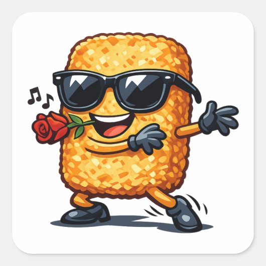 Sticker Carré Hash Brown Dansant (Devant)