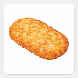 Sticker Carré Hash Browns Croustillants sur Fond Blanc
