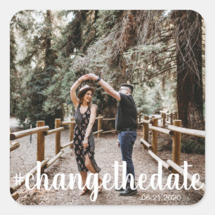 Sticker Carré hashtag changer la date photo mariage moderne