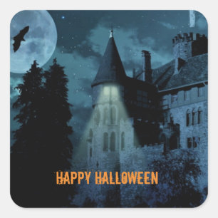 Sticker Carré Haunted Goth Mansion Halloween