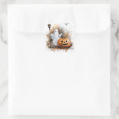 Sticker Carré Hauntint mignon Fantôme Broomstick (Sac)