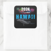STICKER CARRÉ HAWAII 2024 TRIBAL POLYNÉSIEN HUMPBACK FIREWORKS (Sac)