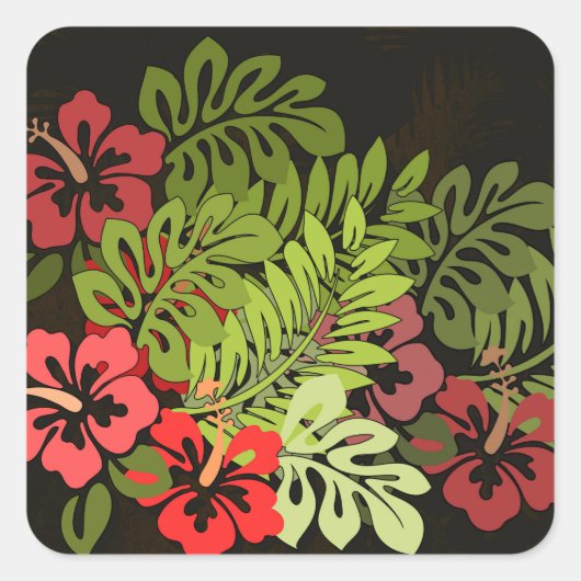 Sticker Carré Hawaii Aloha Flower Art Print (Devant)