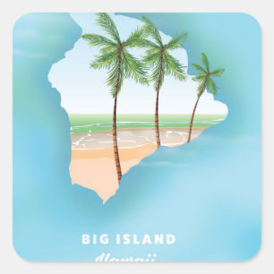 Sticker Carré Hawaii Grande île