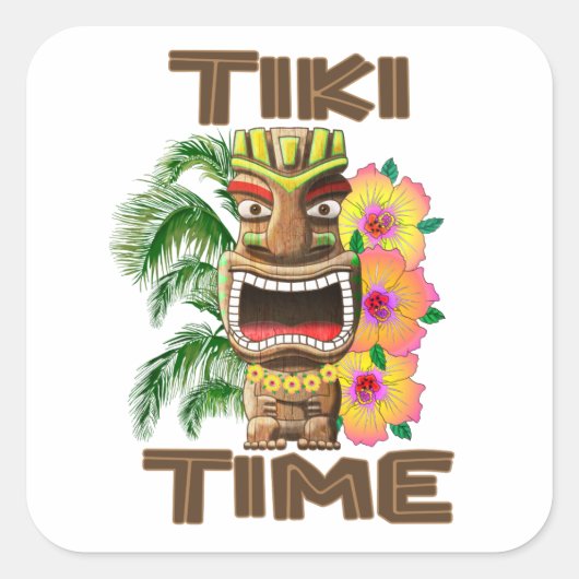 Sticker Carré Hawaii Luau Tiki (Devant)