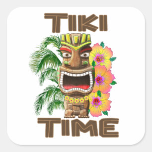 Sticker Carré Hawaii Luau Tiki