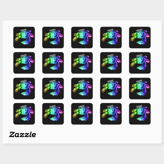 Sticker Carré Hawaii Tribal Honu Rainbow (Feuille)