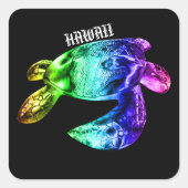 Sticker Carré Hawaii Tribal Honu Rainbow (Devant)