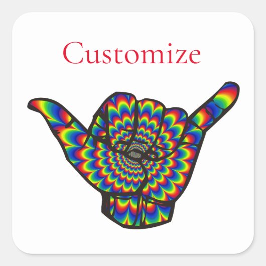 Sticker Carré Hawaiian Shaka Psychedelic Thunder_Cove (Devant)