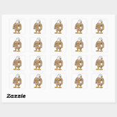 Sticker Carré Hawk en Bodybuilder avec six pack (Feuille)