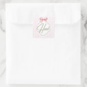 Sticker Carré Hazel personnalisé Baby Girl Nursery Bow&En vichy (Sac)