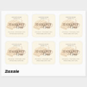 Sticker Carré Hazelnut Cream | Cozy Neutral Soy Candle Label (Feuille)
