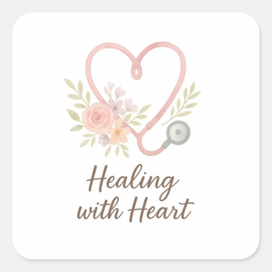 Sticker Carré Healing with Heart (Devant)