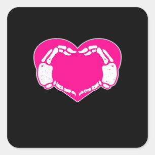 Sticker Carré Heart Skeleton mains gothique Valentine classique