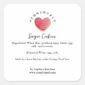 Sticker Carré Heart Sugar Cookie Watercolor Bakery Ingredient (Devant)