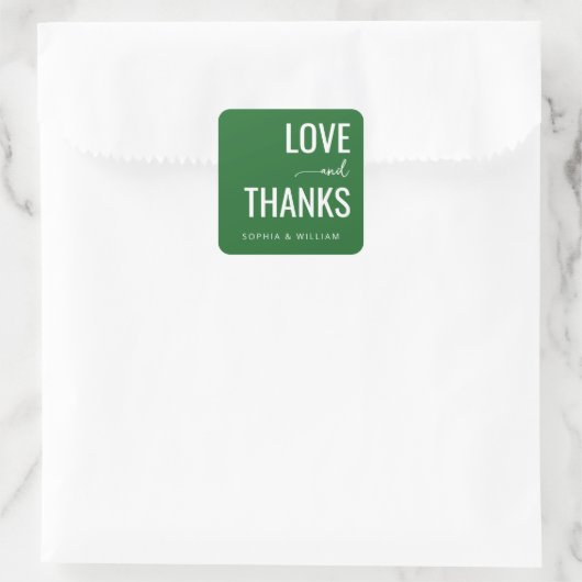 Sticker Carré Heartfelt Green Typographic Greeting (Sac)