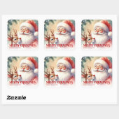 Sticker Carré Heartwarming Personalized Santa and Rudolph Sticke (Feuille)
