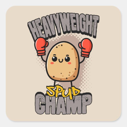 Sticker Carré Heavyweight Spud Champ Boxing Potato  (Devant)