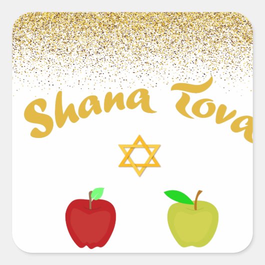 Sticker Carré Hebrew Shana Tova Star David (Devant)