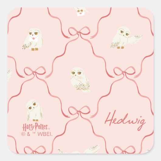Sticker Carré Hedwig Pink Ribbon Pattern (Devant)