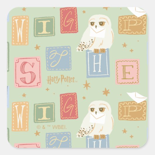 Sticker Carré Hedwig Post Letter Block Pattern (Devant)