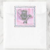 Sticker Carré Heirloom Cup & Rattle sur Arrière - plan pourpre (Sac)