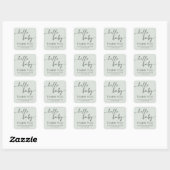 Sticker Carré Hello Baby Minimalist Baby Shower (Feuille)