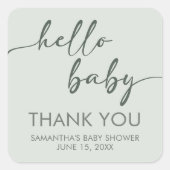 Sticker Carré Hello Baby Minimalist Baby Shower (Devant)