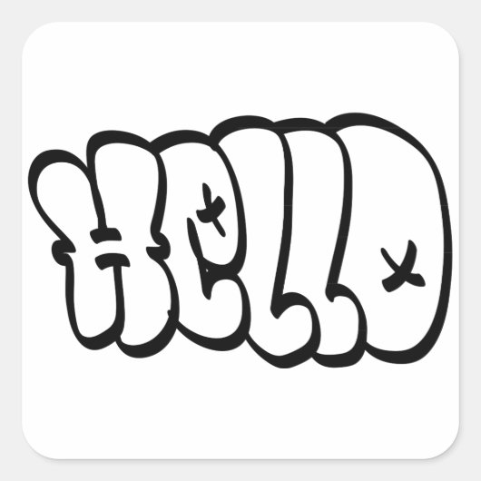 STICKER CARRÉ HELLO BUBBLE GRAFFITI (Devant)