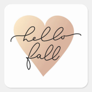 Sticker Carré Hello Fall Love Heart
