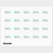 Sticker Carré Hello Glossy Pastel Ocean Text (Feuille)