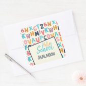 Sticker Carré Hello School' Alphabet avec nom personnalisé (Enveloppe)