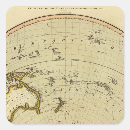 Sticker Carré Hémisphère S, avion de Londres (Devant)