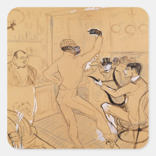Sticker Carré Henri de Toulouse-Lautrec   Chocolat Dancing, 1896
