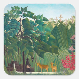 Sticker Carré Henri Rousseau - La Cascade
