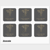 Sticker Carré Herbal + Apothécaire Floral Or (Feuille)