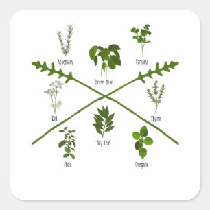 Sticker Carré Herbes Botaniques Herbalist Jardin Cadeau Jardin A