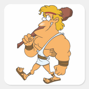 Sticker Carré Hercule de dessin animé Héros de la mythologie gre