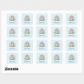 Sticker Carré Hérisson Mignon avec Merci Lanterne (Feuille)