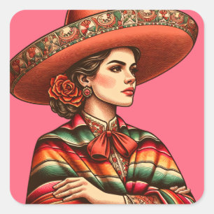 Sticker Carré Héritage hispanique Latinx Sarape Party Favoriser