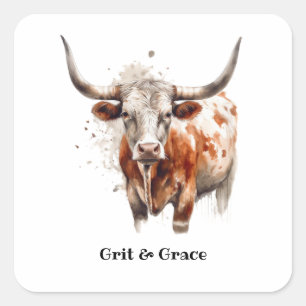 Sticker Carré Héritage Longhorn, personnalisé